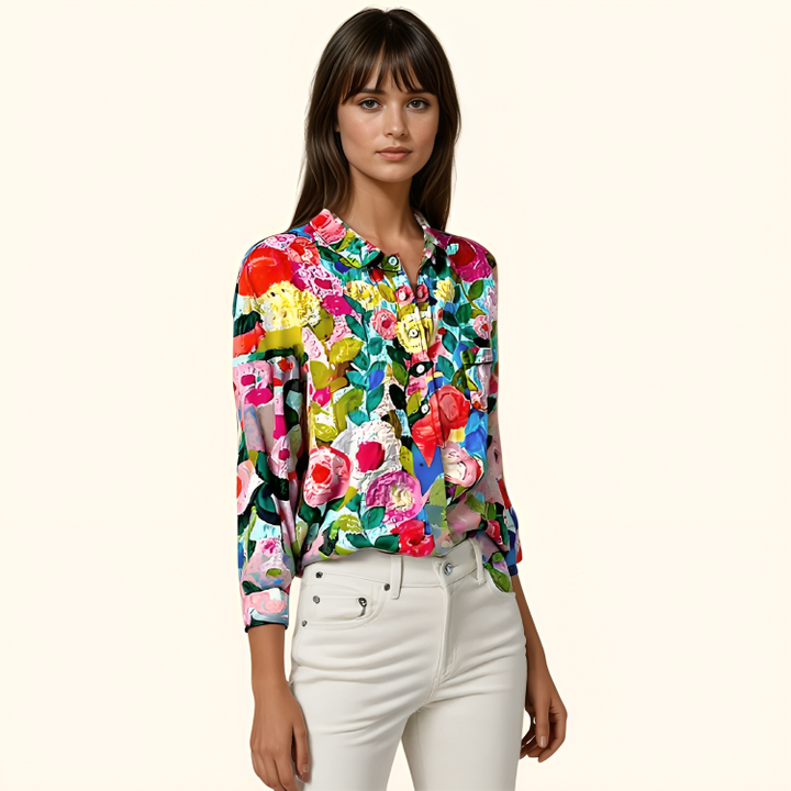 Laura | Klassisk Bluse Med Blomstermønster