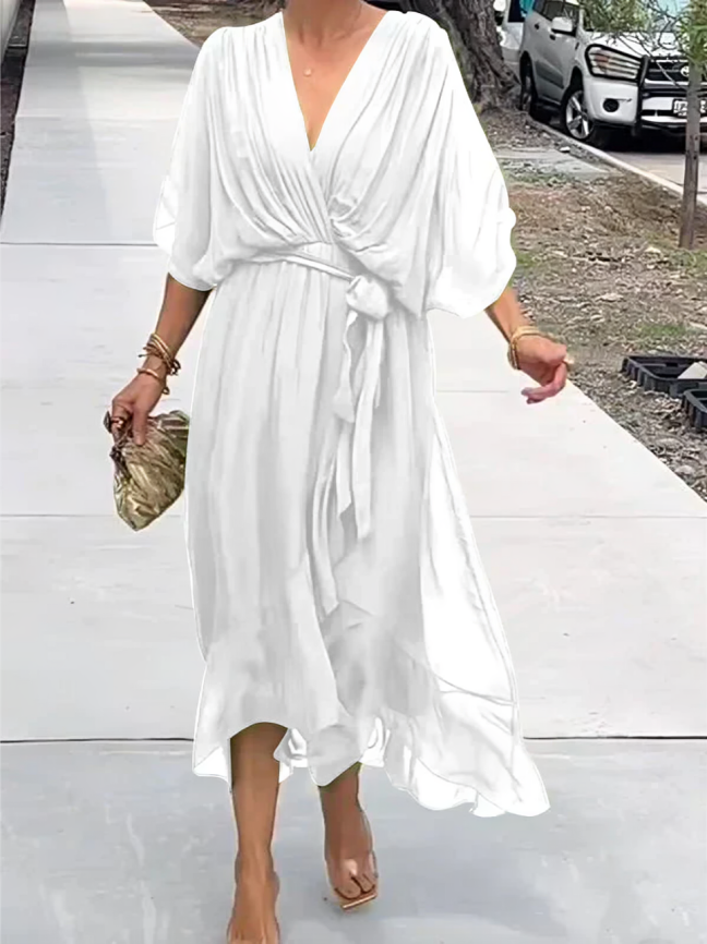 Monica - Chiffon-kjole med V-hals