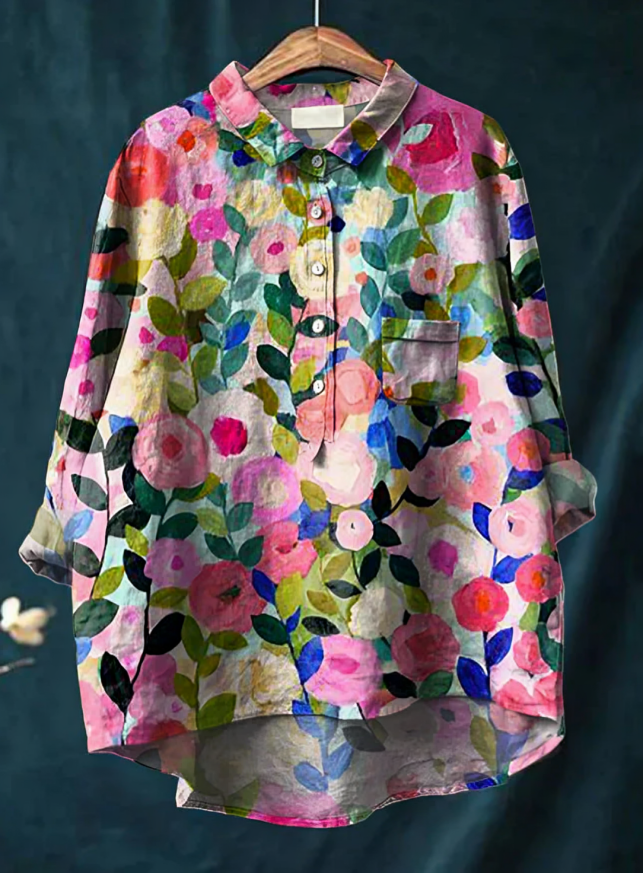 Laura | Klassisk Bluse Med Blomstermønster