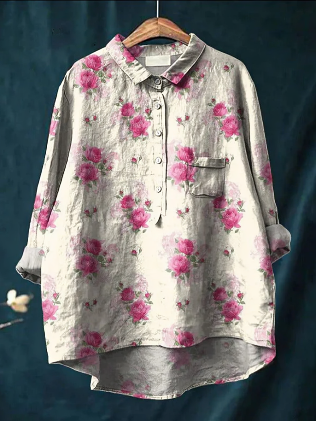Laura | Klassisk Bluse Med Blomstermønster