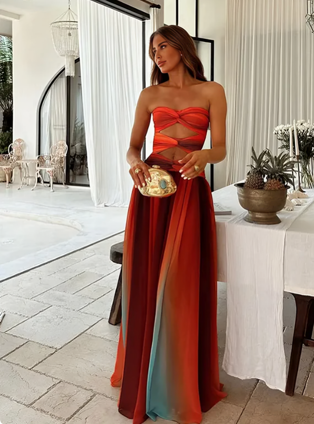 Valentina™ – Elegant Maxi Kjole med Flydende Silhuet