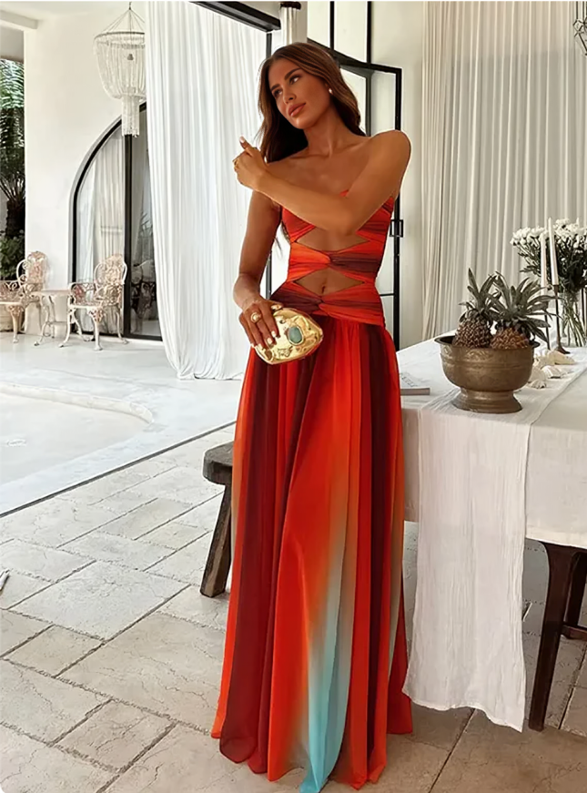 Valentina™ – Elegant Maxi Kjole med Flydende Silhuet
