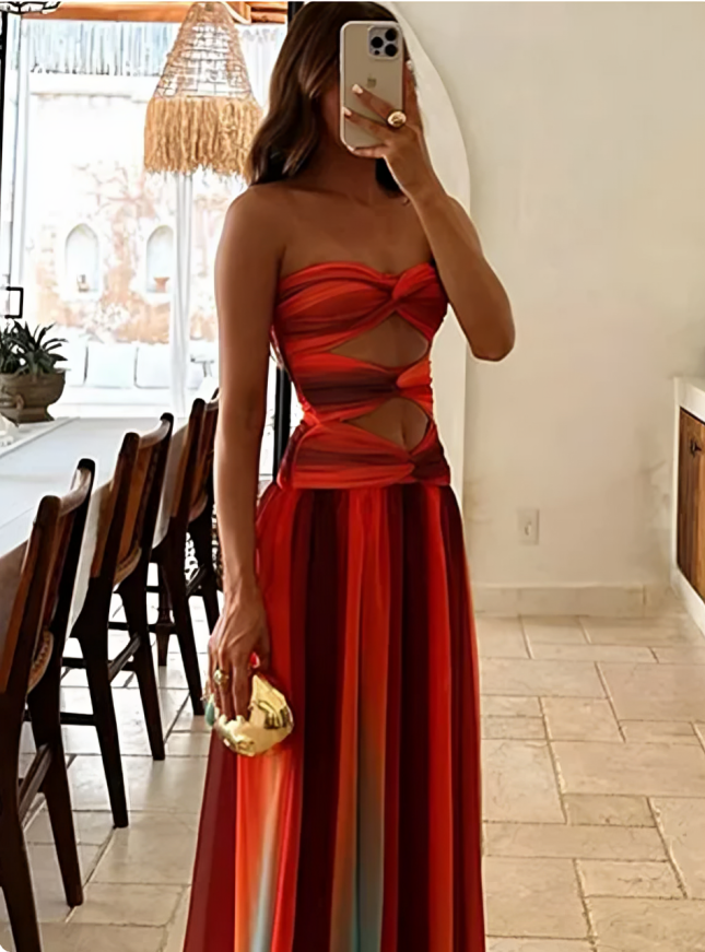 Valentina™ – Elegant Maxi Kjole med Flydende Silhuet